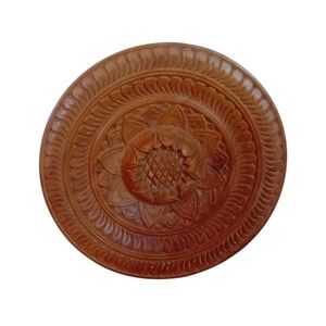 Vintage Wooden Carved Sunflower Plaque‎ Wall Decor Household Decor Retro 8"